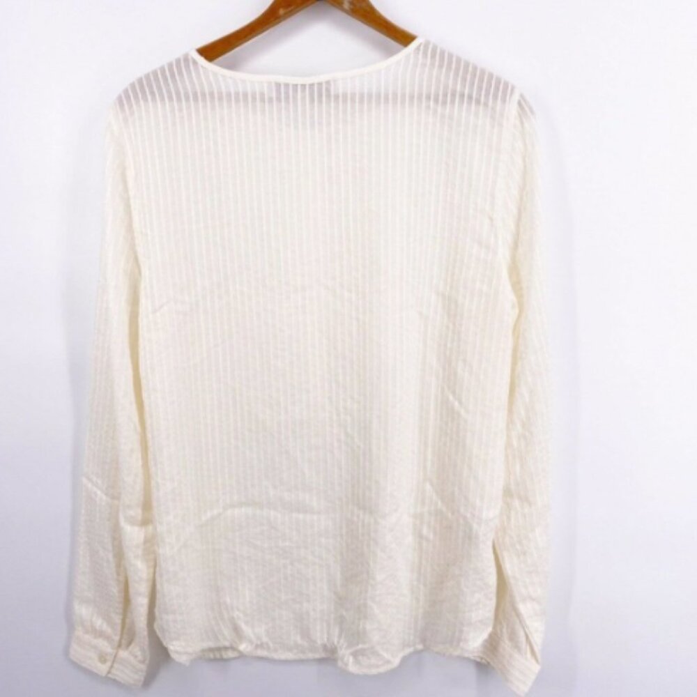 Ann Taylor Loft Cream Ivory Bib Lace Semi Sheer Blouse Shirt Top Small